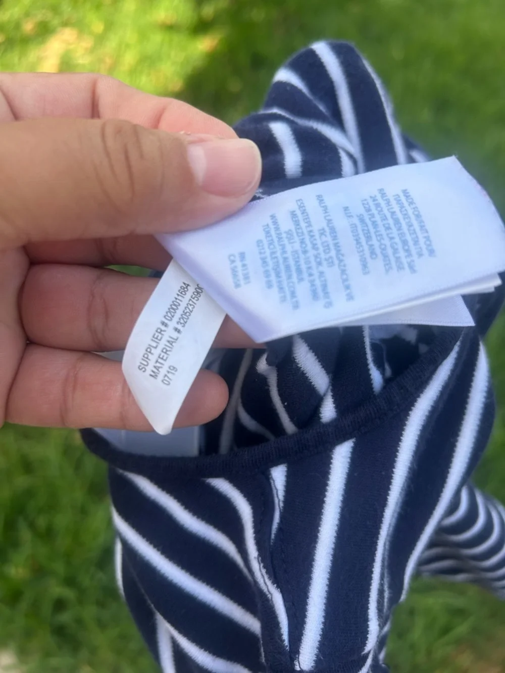 Ralph Lauren Navy & White Striped Baby Footie